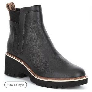 Dolce Vita Huey H2O Black Ankle Booties with Animal Print Detail